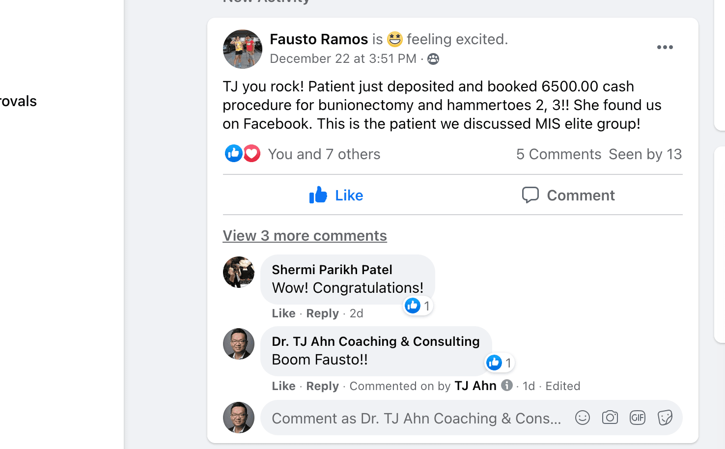Screenshot: Fausto R., $6,500 cash. One conversation.