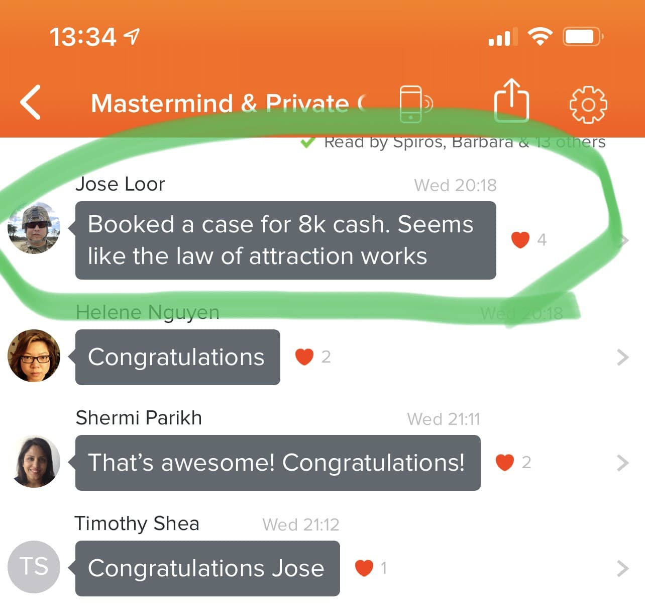 Screenshot: Jose L., Booked an $8,000 cash case.